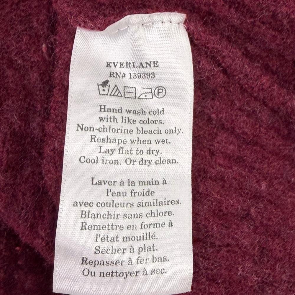 Everlane Cozy Stretch Pullover Burgundy Mock Neck Wool Blend Sweater Size Small - Picture 11 of 13
